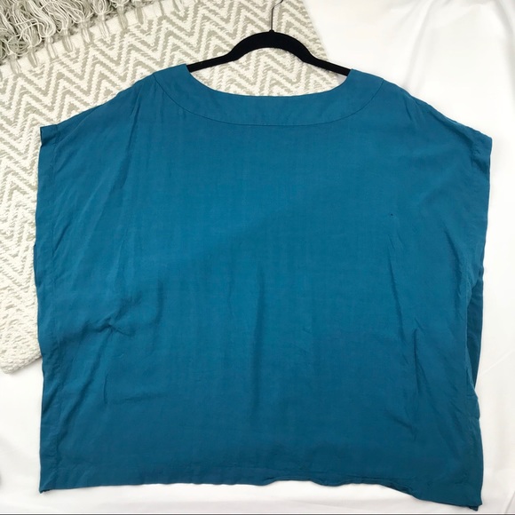 Halogen Loose Fit Blue Blouse Short Sleeve - Picture 4 of 6